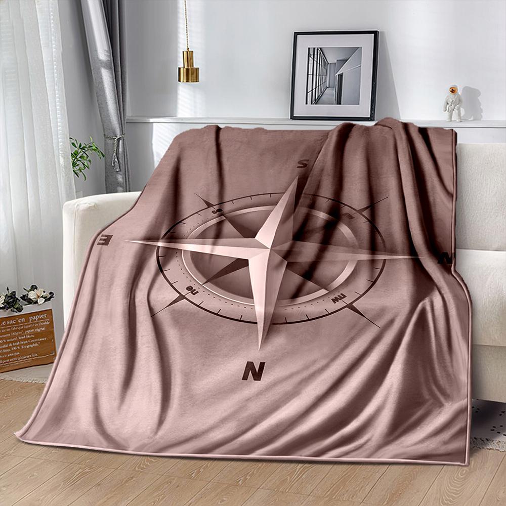 3D Vintage Compass World Map Print Blanket for Couches,Soft Cozy Blanket, Lightweight Fuzzy Warm Throws for Family Friends, Gift