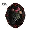 Strong Soft Magnet Fridge Accessories Halloween Wooden Refrigerator Magnets, Vintage Gothic Oval Frame Magnets with Witch Waterproof Party Supplies