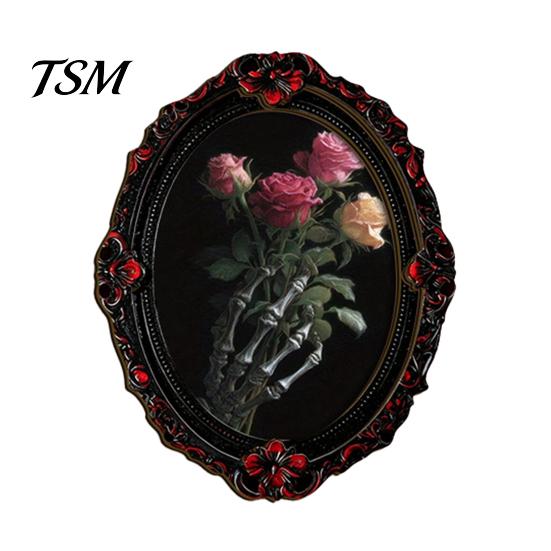 Strong Soft Magnet Fridge Accessories Halloween Wooden Refrigerator Magnets, Vintage Gothic Oval Frame Magnets with Witch Waterproof Party Supplies