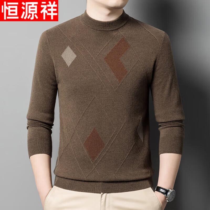 Hengyuanxiang Herren 100% Reine Wolle Verdickter Rundhals Pullover