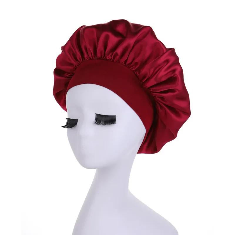 Women Sleeping Caps High Elastic Satin Solid Sleeping Hat Shower Cap Hair Hat for Daily Use and Beauty Women Styling Accessories