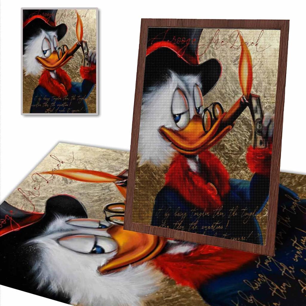 5D DIY Diamond Art Painting Kits for Adults, Donald Duck Wearing Glasses Full Round Crystal Diamond Kits for Beginner for Home Wall Decorate
