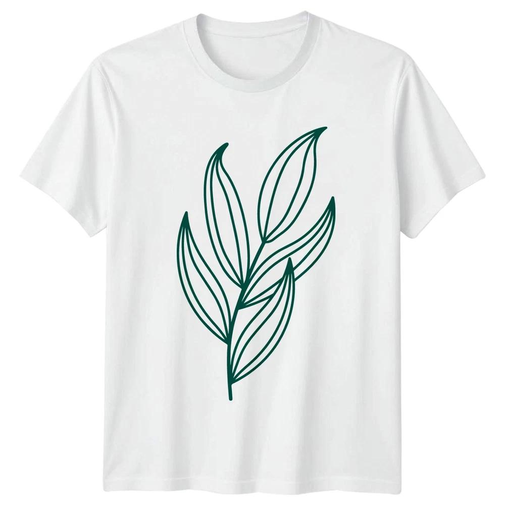 Hand Drawn Leaves Unisexs TShirt Minimalist Leaves Gardening Birthday Gift S