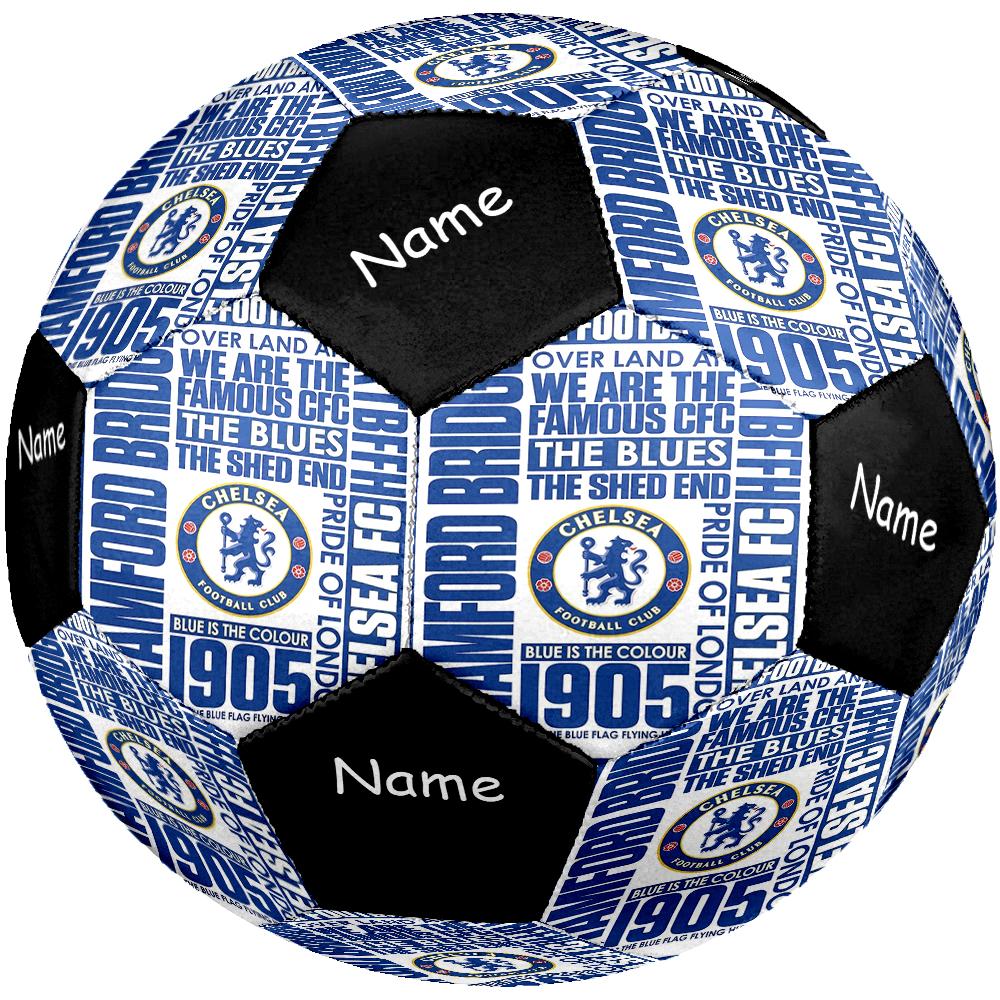 Individuell beschriftbarer Fußball im Chelsea FC Design, Größe 5, Geeignet für Indoor- und Outdoor-Spiele, ein Geschenk für jeden geeignet.