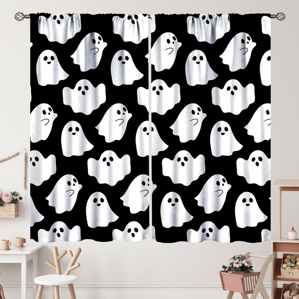 Halloween Curtains Horror Spooky Drapes Haunted House Mansion Curtain Bedroom Living Room Decor Made Of Polyester With Rod Pocket Great
