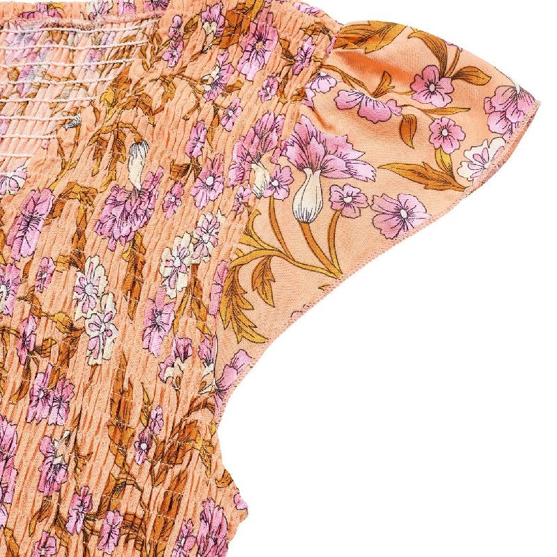 Sommerliches Freizeitkleid Neuer Druck V-Ausschnitt Flatterärmel Böhmischer Stil Kleid