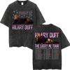 Hilary Duff The Lucky Me Tour  Vintage Washed Tshirt Fashion Aesthetic Short Sleeve Tshirts Men Women Casual Loose T Shirt