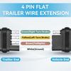 4 Pin Trailer Wire Extension, 24 Inch, 4 Way Flat Trailer Light Plug Connector With Dust Cover, 18AWG Pure Copper Wiring Harness Extender With Loom