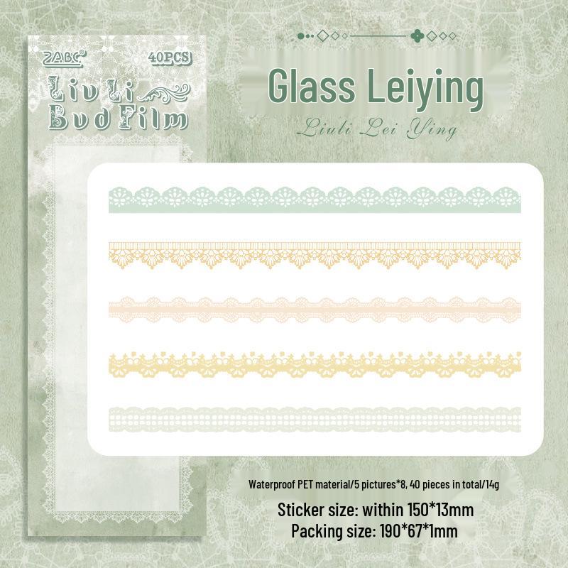 

Bud Dream Transparent Waterproof Lace Edge PET Stickers for DIY Diaries and Decorations