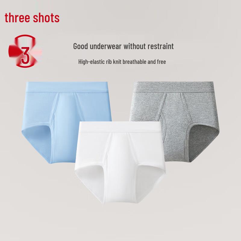 Sanqiang Men's High-Waist Cotton Briefs (3-Pack)