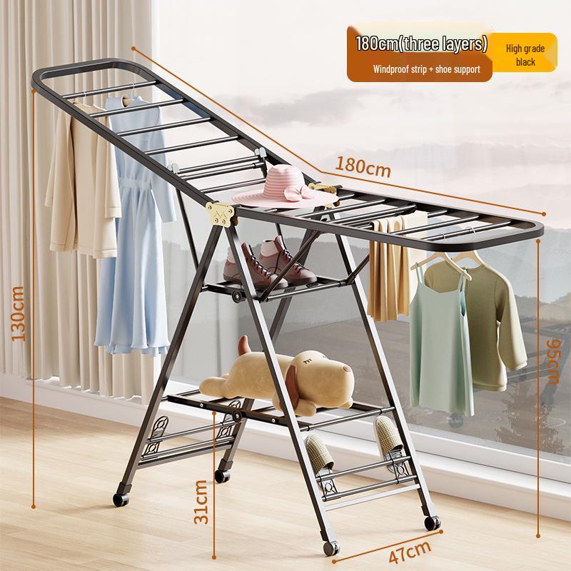 Foldable Wing-Shaped Clothes Drying Rack for Indoor/Outdoor Use