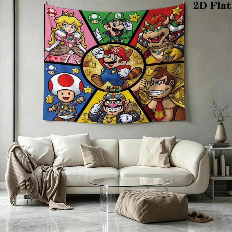 Super Mario Wall Tapestry Aesthetic Wall Hanging Printed Fabric Blanket Decorative Tapestries For Bedroom Living Room Home Decor
