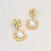 GEMCHIC Women's French Vintage Geometric Square Irregular Pearl Earrings Light Luxury High-end Sense Niche Temperament Earrings Wholesale