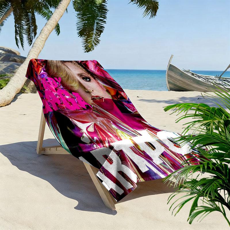 LADY GAGA Print Beach Towel, Large Soft Quick Dry Towel for Beach Camping Swimming