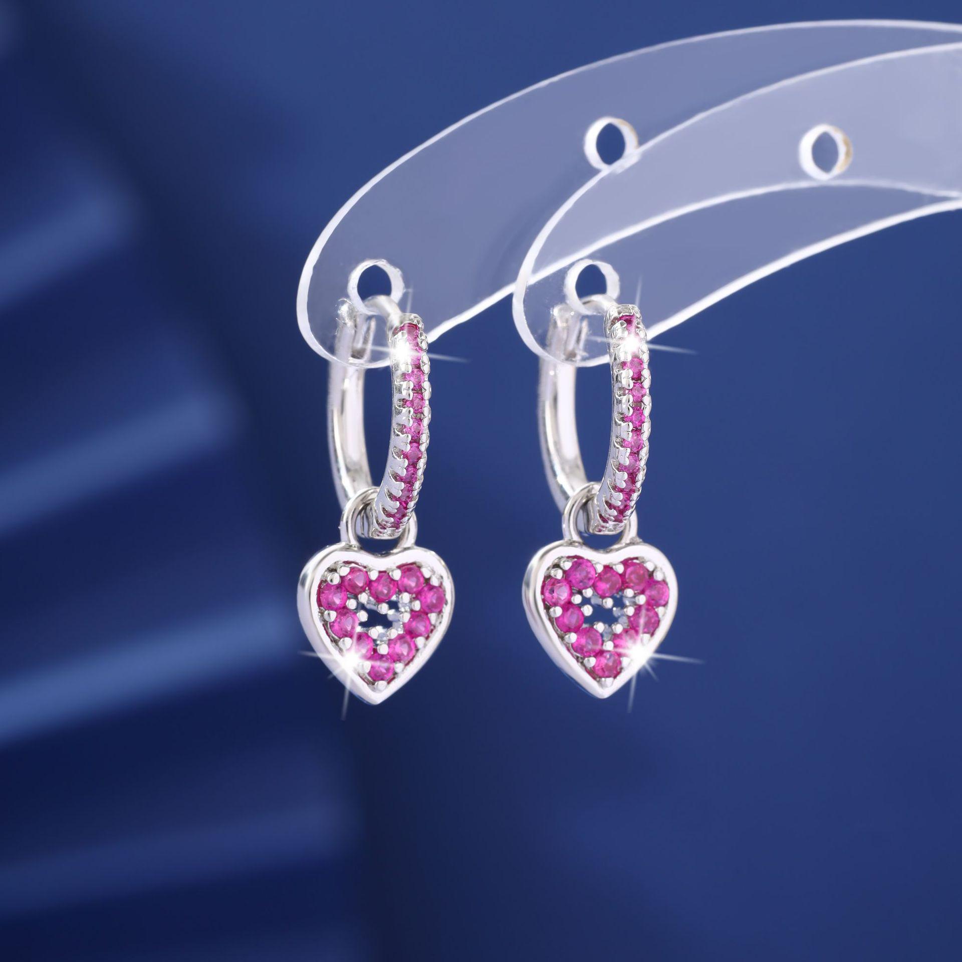 Европейские и американские разноцветные циркониевые серьги-сердечки геометрической формы, роскошные, ретро-мода, подвески на уши