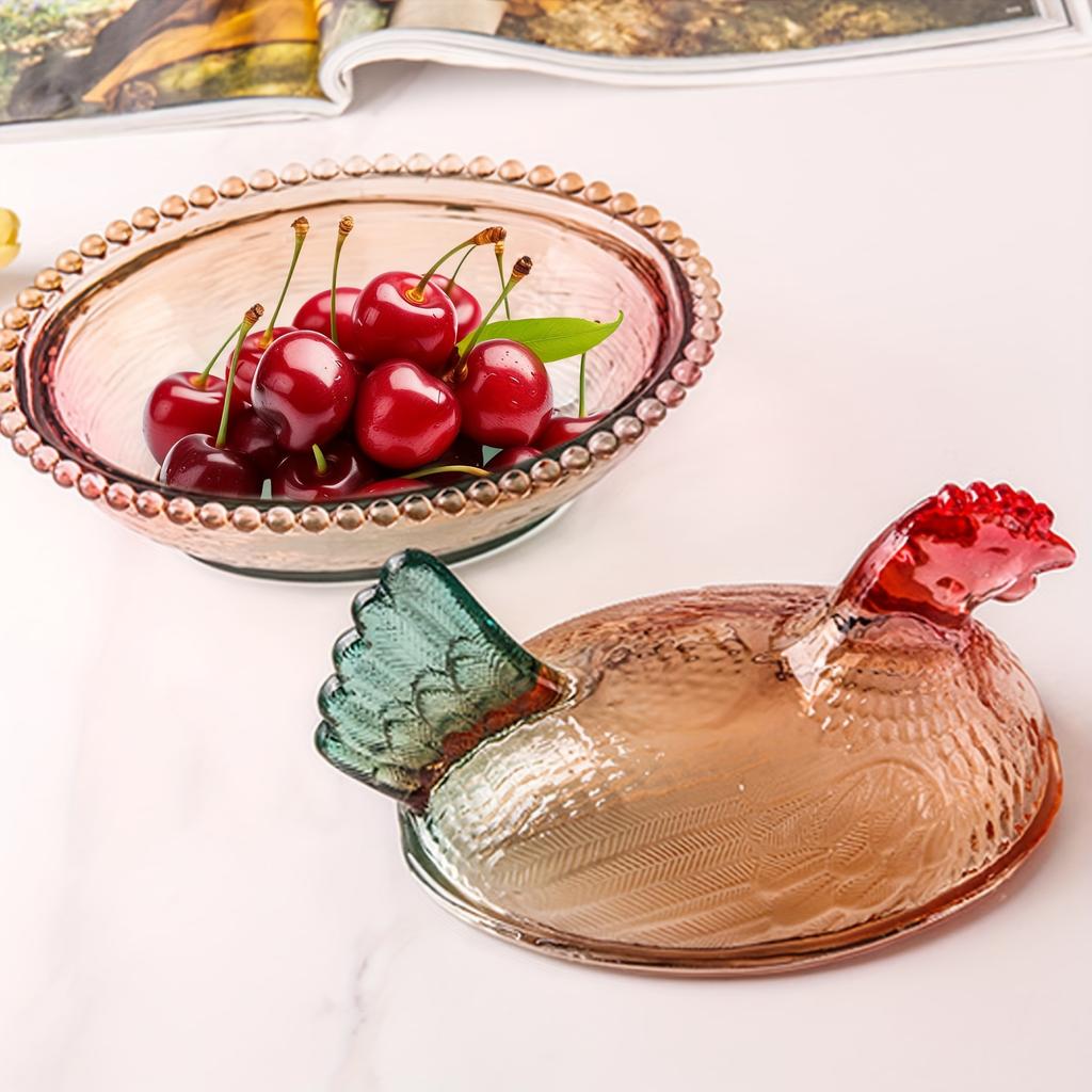 1pc Luxury Crystal Glass Chicken-Shaped Candy Dish , Elegant Tabletop Decor for Office, Home Kitchen , Ideal for Sweets, Snacks, and Cookies