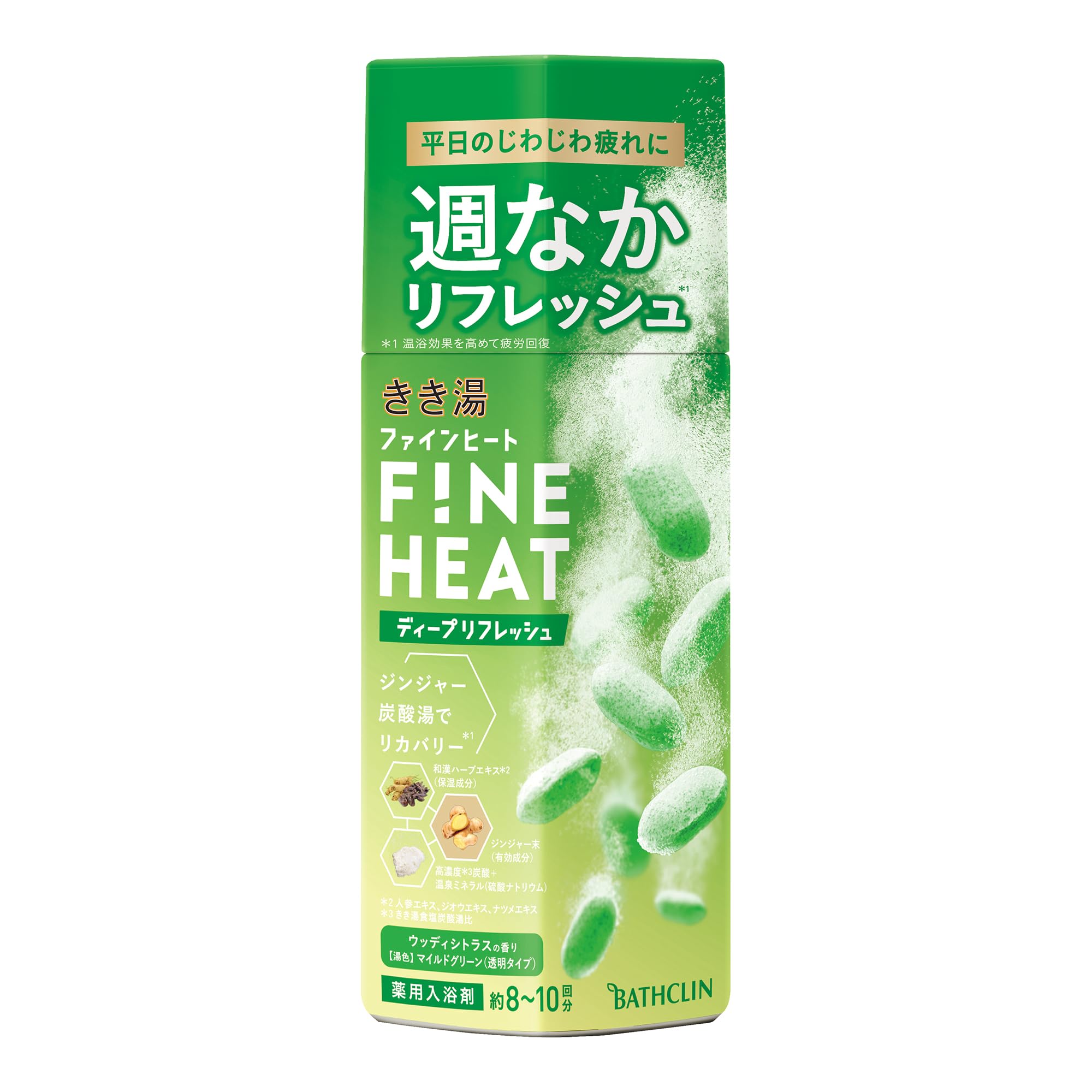 Kikiyu Fine Heat Deep Refresh 400g Bath High Concentration Carbonated Bath Additive for Gradual Weekday Fatigue Bathclin (approx. 8-10 uses)