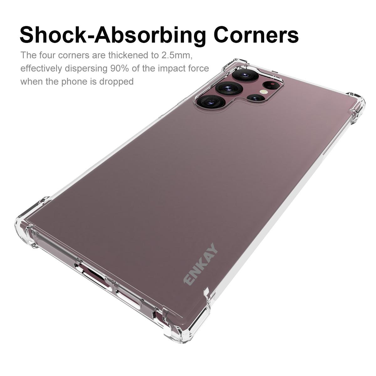 

ENKAY HAT PRINCE For Samsung Galaxy S23 Ultra Soft TPU Thickened Corners Shock Absorption Cover Anti-slip Strip Edge Clear Phone Case A