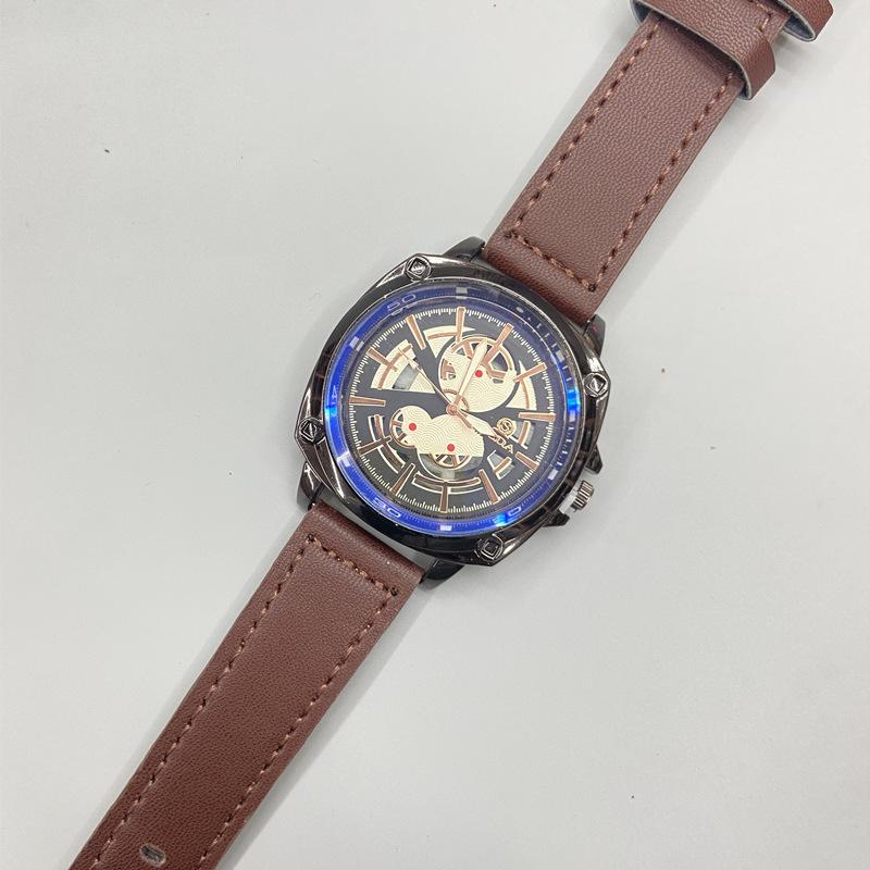Men'S Watch Casual Belt Quartz Watch Men'S Hollow Literal Personality Temperament Fashion Watch