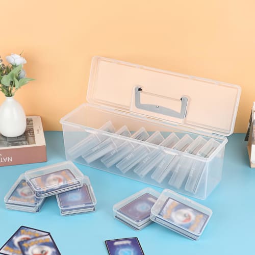 Sumnacon Card Storage Case, Trading Card Case, Large Capacity Card Organizer with Handle, Portable Storage Case with 13 Small Card Boxes, PP, White
