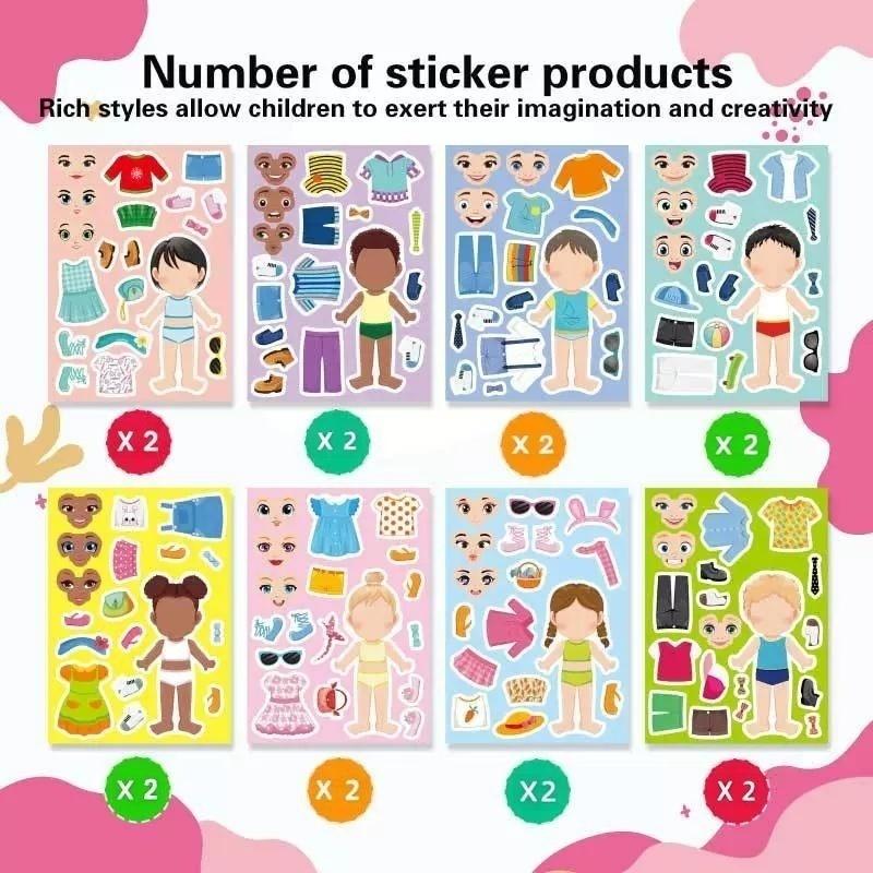 8/16/24 Sheets Make A Face And Dress Up Stickers For DIY Your Own Stickers For Rewards Birthday Gift