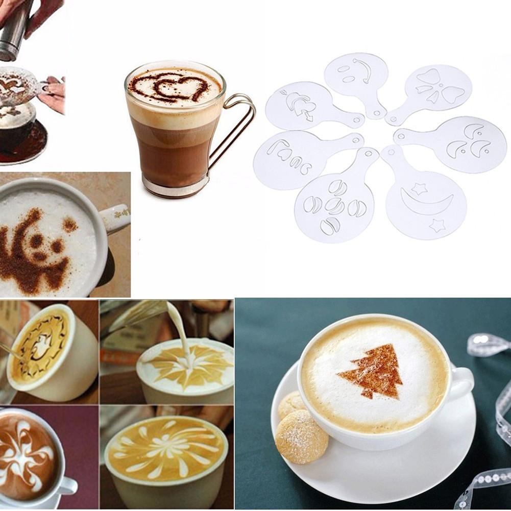 Langlebiges Kunststoff Kaffee Schablonen Set 16 Stück Modernes Schlichtes Design Für Latte Art