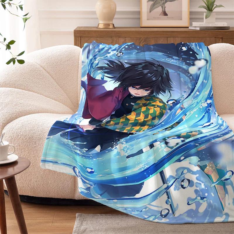 Sofa Blankets for Winter Anime D-Demons Slayer Warm Knee Bed Fleece Camping Fluffy Soft Blankets Microfiber Bedding King Size