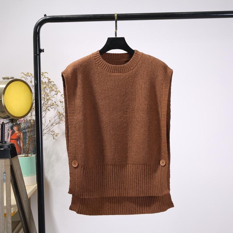 Women's Round Neck Sleeveless Knit Wool Vest - Korean Style Spring/Autumn Thin Cardigan In Solid Colors