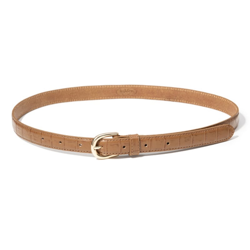 Halden (W) Crocodile Pattern Cowhide Leather Belt (T014_tan)