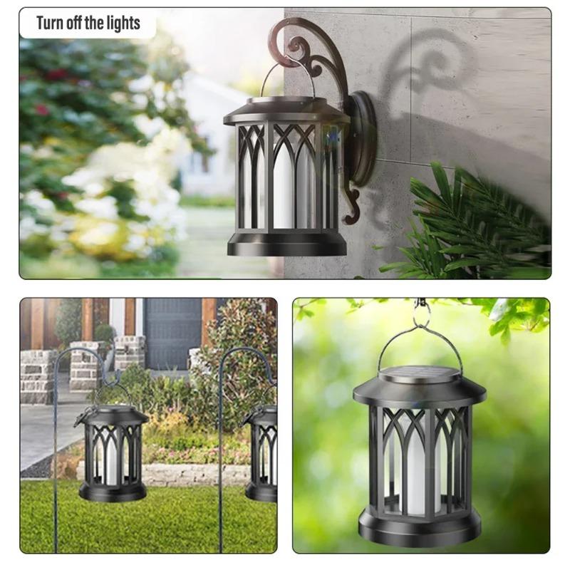2/4PCS Solar Flame Hanging Lamp Waterproof Outdoor Light with Flickering Effect for Garden Patio Yard Path Christmas Decor