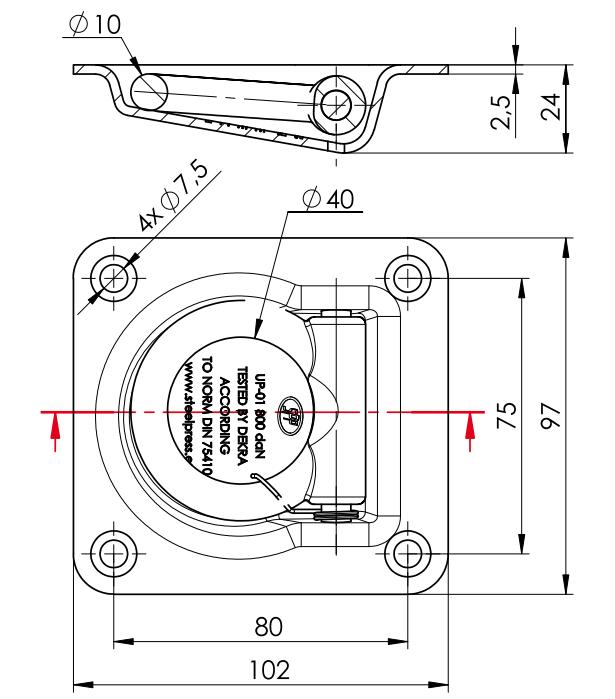 Floor mount UP-01 800kg for SPP trailers