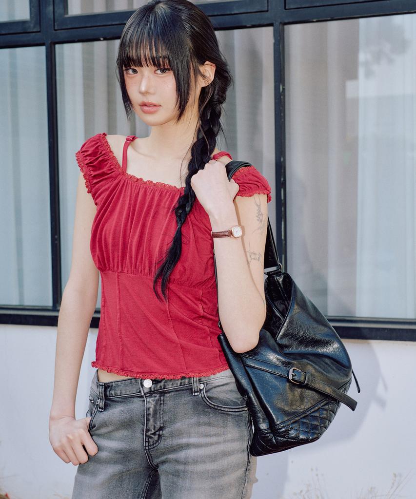 Zeroplanet Leather Buckle Shoulder Bag [Black]