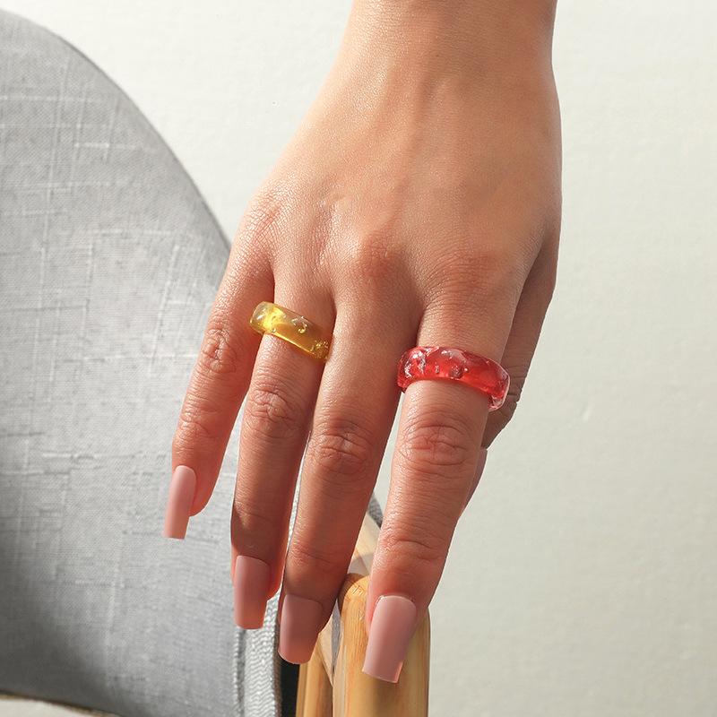 

Acrylic Resin Women Ring Set White Green Korean Style Ring Set Vintage Birthday Gift Trendy Geometric Wedding Bands Rings