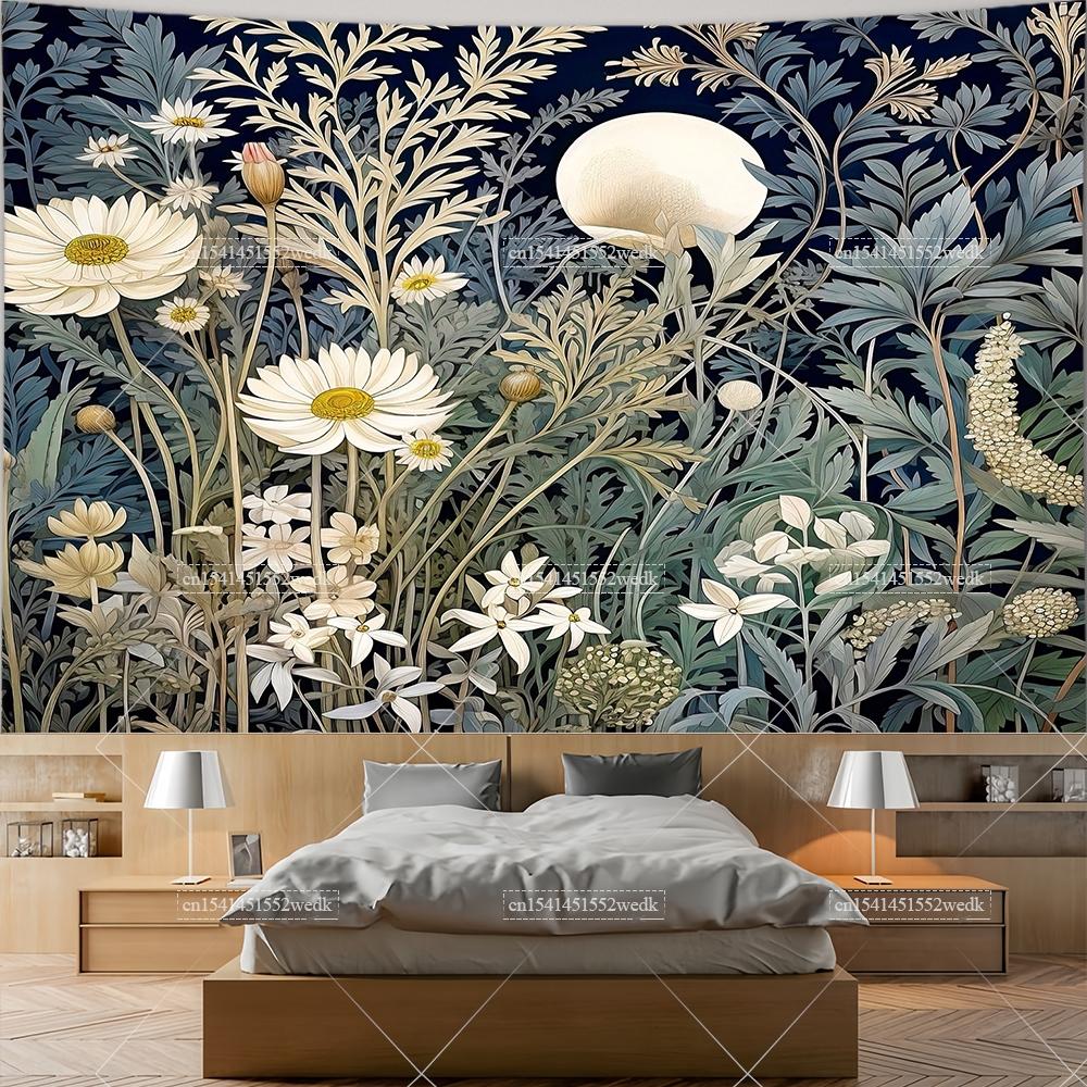 Wildflowers Tapestry Wall Hanging Garden Floral Botanical Tapestries Room Deocr Red Poppies Scenery Photography Background Cloth