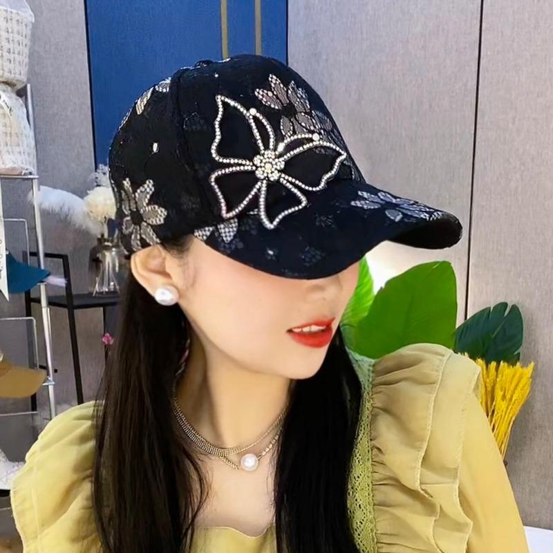 Summer Lace Bow Baseball Cap for Women Mesh Breathable Sun Protection and Sunshade Duck Tongue Hat