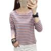 2024 Plus Size Slimming Long Sleeve Striped T-shirt for Women - Autumn Collection