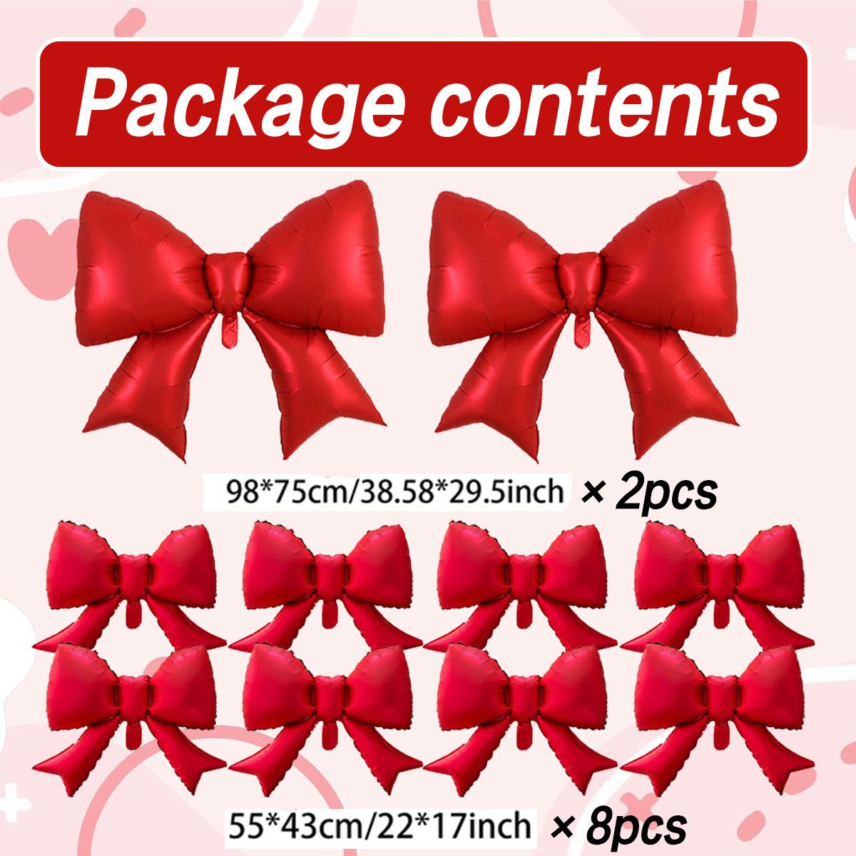 

10 Pcs Red Aluminum Foil Bow Balloons Suitable for Weddings, Gender Revealing, Birthdays, New Year s, and Holiday Decorations As Picture