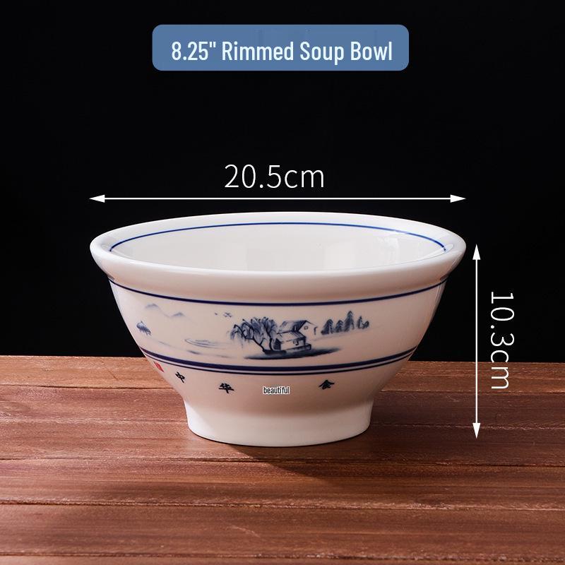 Large High-Footed Ceramic Soup & Noodle Bowl