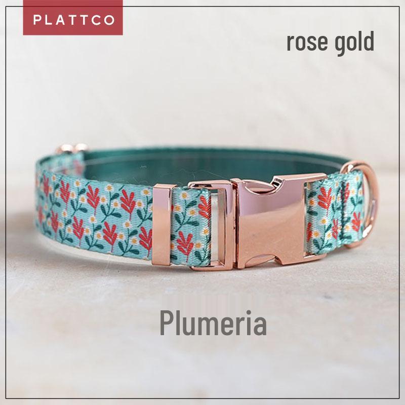 PLATTCO Lightweight Nylon Plumeria Print Travel Dog Collar PDC343 XL 2.5cm*(56-62cm)