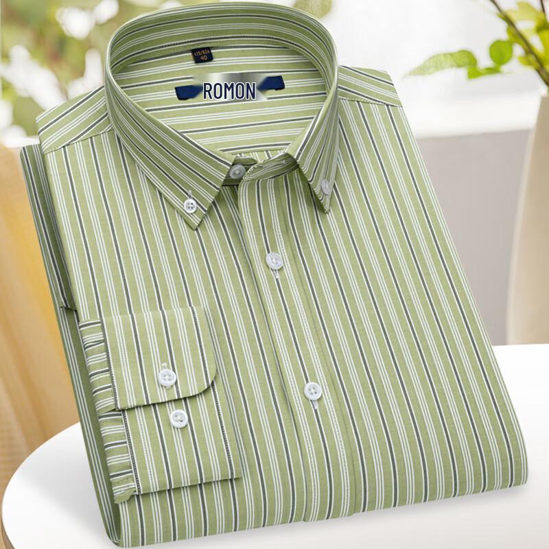 Romon Men s Colorful Striped Casual Long-Sleeve Shirt 41