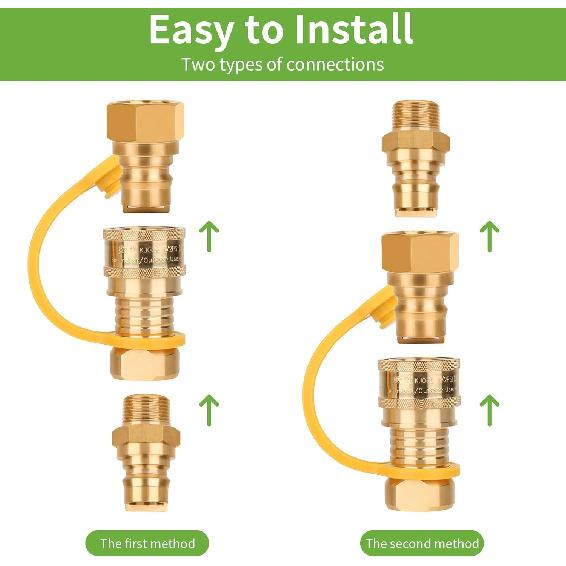 3/4 Inch Solid Brass Fitting Quick Connector, 3PCS Conversation for Pipe Natural Gas (3/4 Quick Connect)