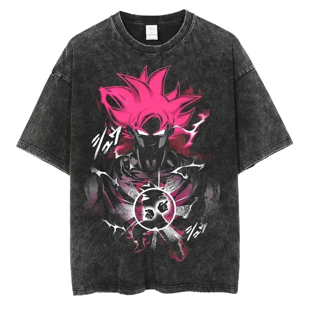 Dragon Ball Z Gohan Super Saiyan Vintage Washed Oversized TShirt Unisex Anime Streetwear Tee S