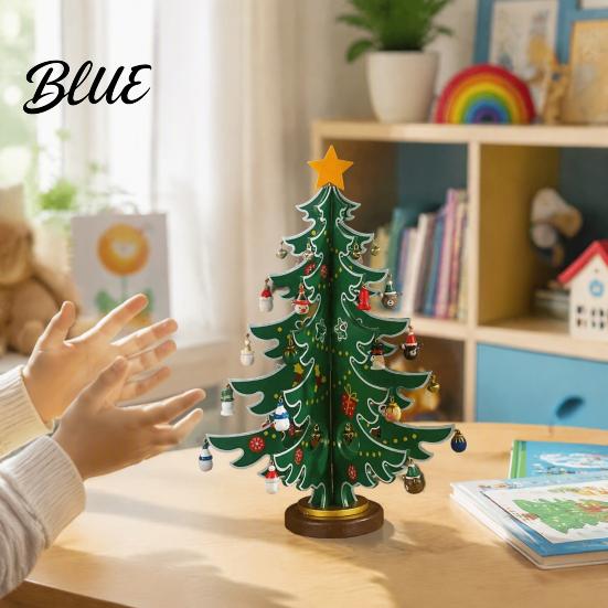 Mini Xmas Tabletop Decor with Lights Wooden Christmas Tree Advent Calendar 2026 24-Day Interactive Gift for Kids Ornaments Countdown Holiday