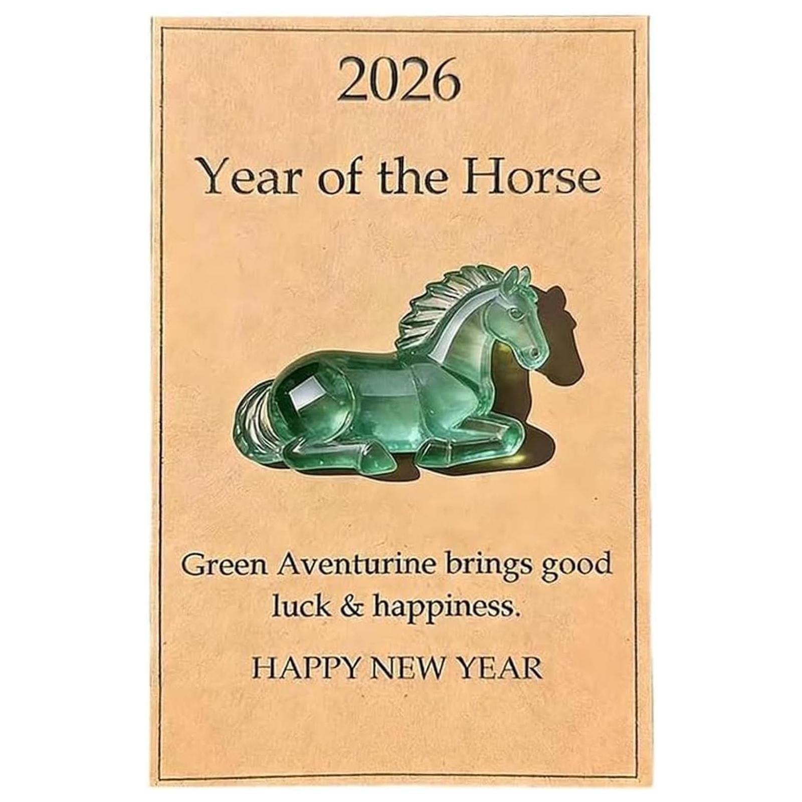 Crystal Horse Figurine 2026 Zodiac Horse Statue Home Desktop Bookshelf Office Ornament Horse Decoration Feng Shui Bring Fortune