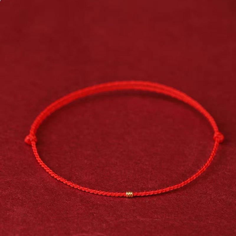 Gold 999 Five Blessings Peace Buckle Bracelet with Good Luck Bead & Zodiac Charm On Red String - Perfect Gift for Girlfriend