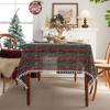 Christmas Tablecloth Green Plaid Snowflake Cotton Linen Rectangular Table Cover New Year Gifts Dining living room Table Decor