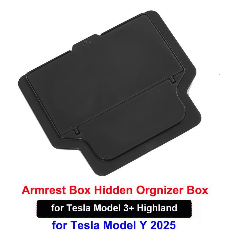 For Tesla Model Y Juniper 2025 Center Console Storage Organizer Box Tray Model 3 Highland 2024 Armrest Box Hidden Accessories