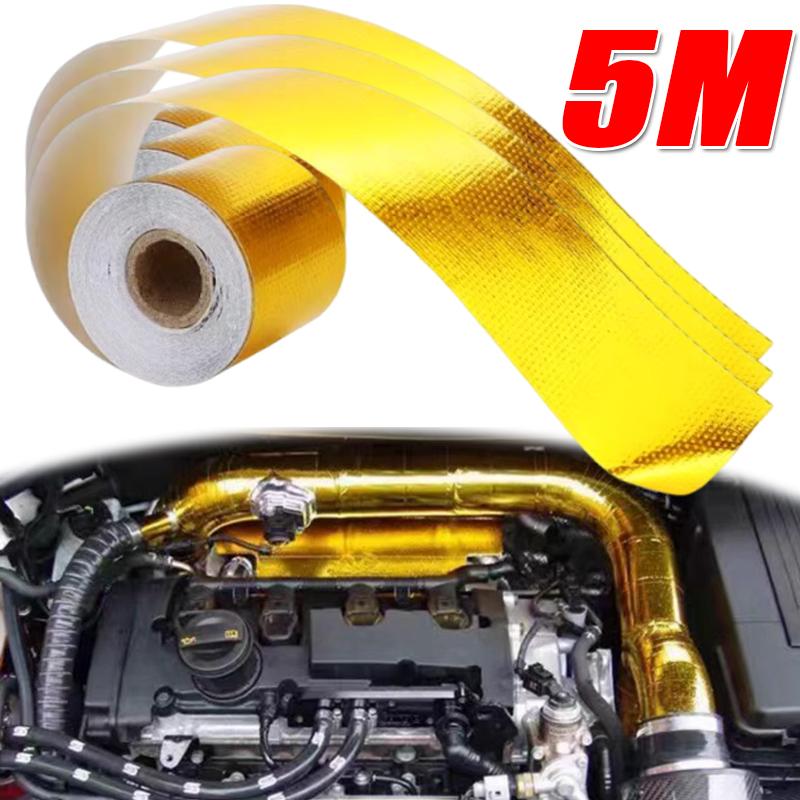Gold/Silver Reflective Self-Adhesive Tape Universal Car Tuning Accessories Car Exhaust Heat Insulation Aluminum Foil Tape