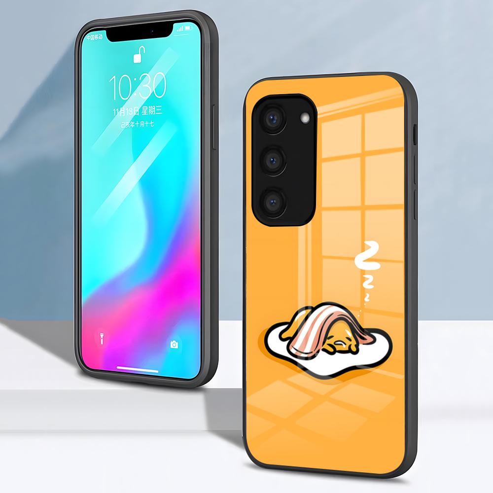 

G-Gudetama Egg Cute Phone Case For Samsung S26 S25 S24 FE S23 S22 S21 Plus S20 Ultra Note20Ultra Black Glass Cover Galaxy S23 FE
