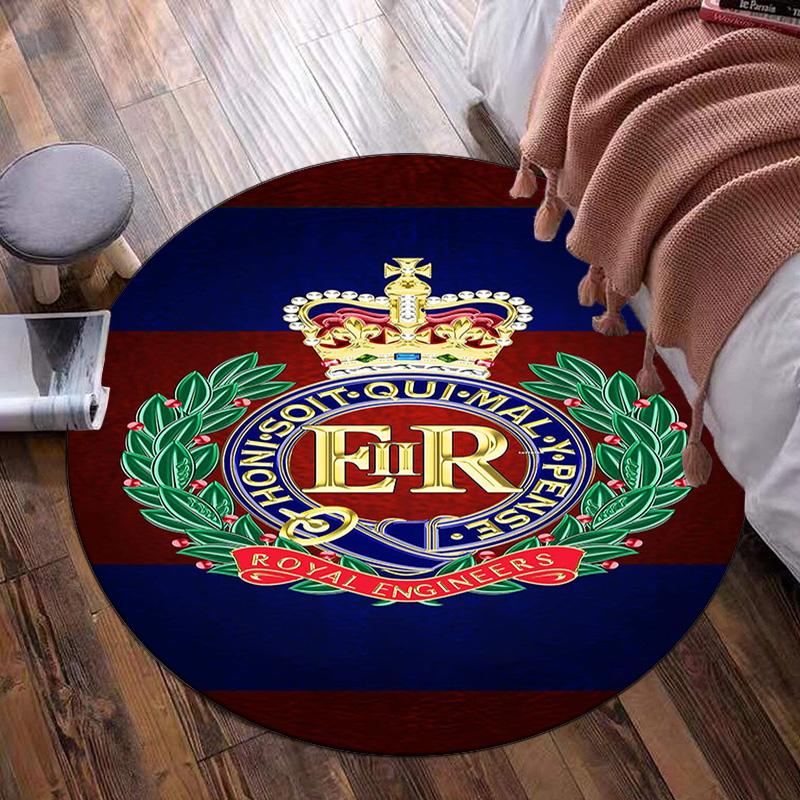 Royal Engineers Crest Emblem Round Rug for Livingroom,Bedroom, Palyroom, Chair Rug, Area Rug, Circle Carpet, Fan Christmas Gift